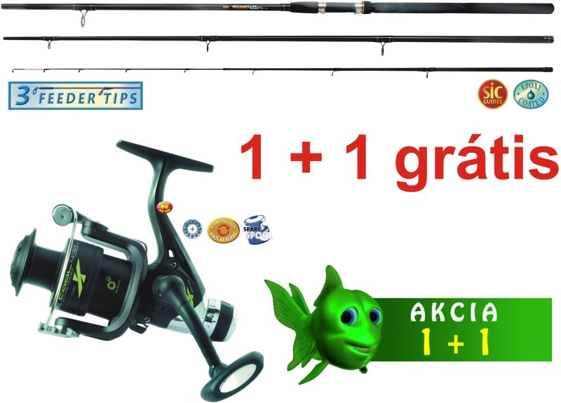 Feeder prút 3,3m/130g + 4 ložisk. naviják/zadná brzda