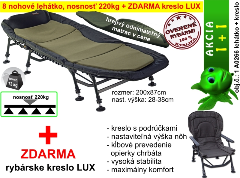 TOP ponuka: 8 nohové lehátko + ZDARMA kĺbové kreslo LUX