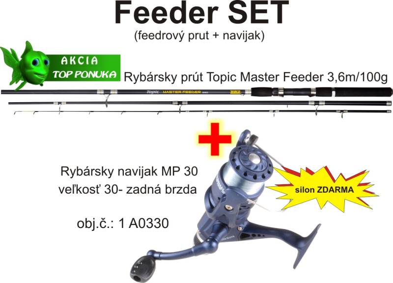 Feeder prút 3,6m/100g +feeder navijak zadná brz. +silon