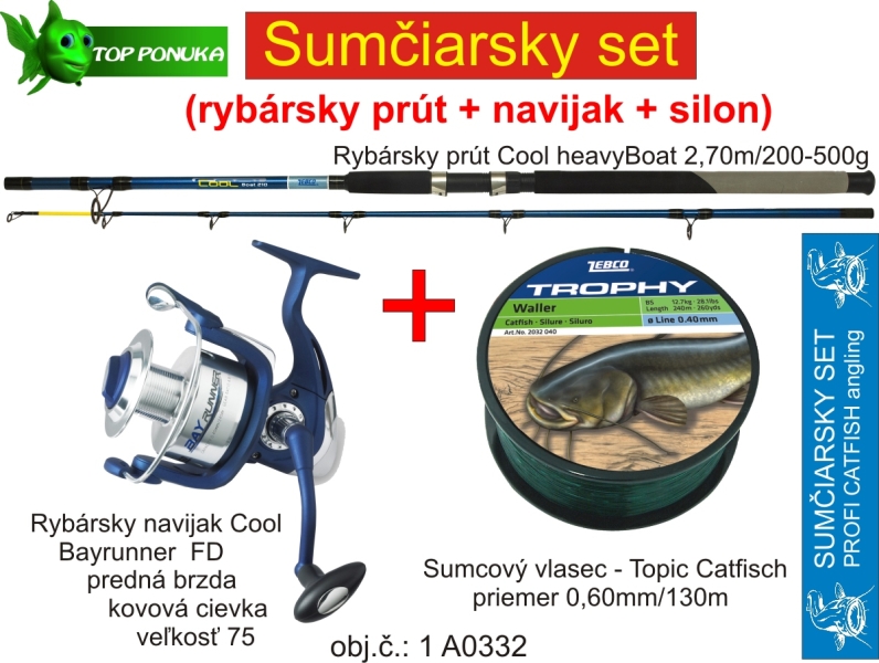 Sumčiarsky set prút 200-500g+naviják s kovovou cievkou