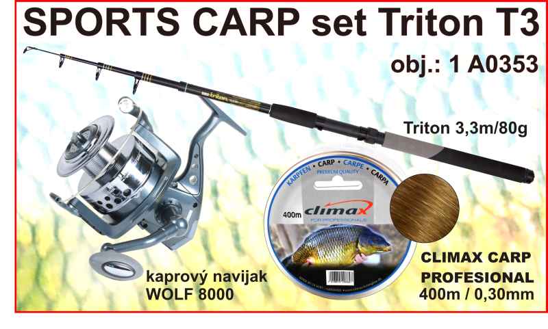 SPORTS CARP set TELESKOP 3,3m/80g + navijak + silon