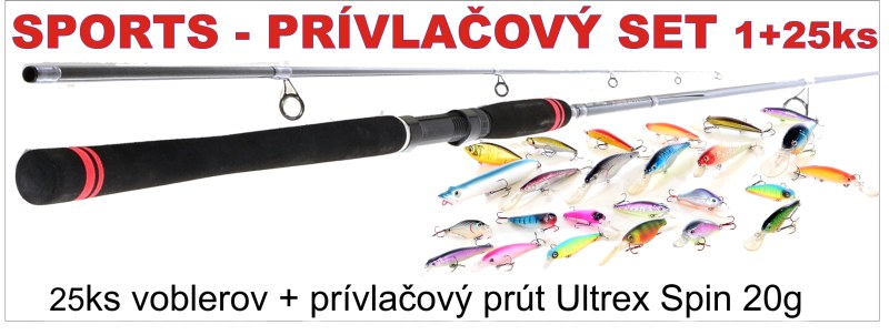 AKCIA - Prívlačový prút ULTREX Spin + 25ks voblerov