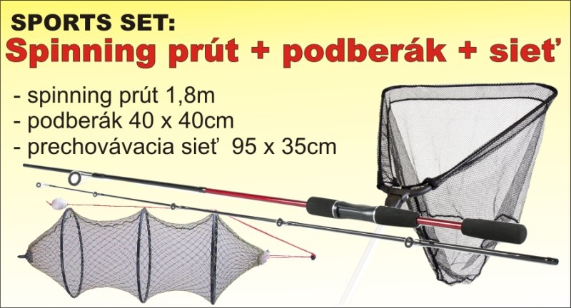 Akciový set - prút 1,80m + podberák + sieťka