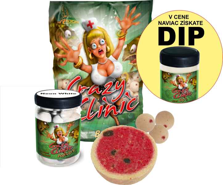 AKCIA SET Boilies Crazy Clinic + PopUp 75g + Dip 150ml