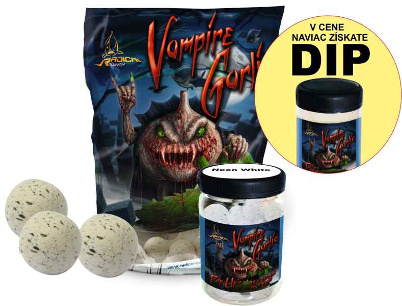AKCIA SET Boilies Vampire Garlic+PopUp 75g+Dip 150ml