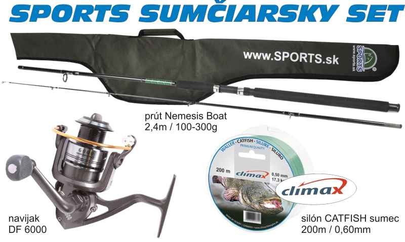 Sumčiarsky prút 2,4m + navijak so silonom a púzdrom