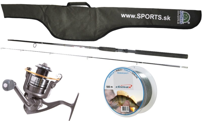 Prívlačový prút 2,4m + navijak so silonom a púzdrom