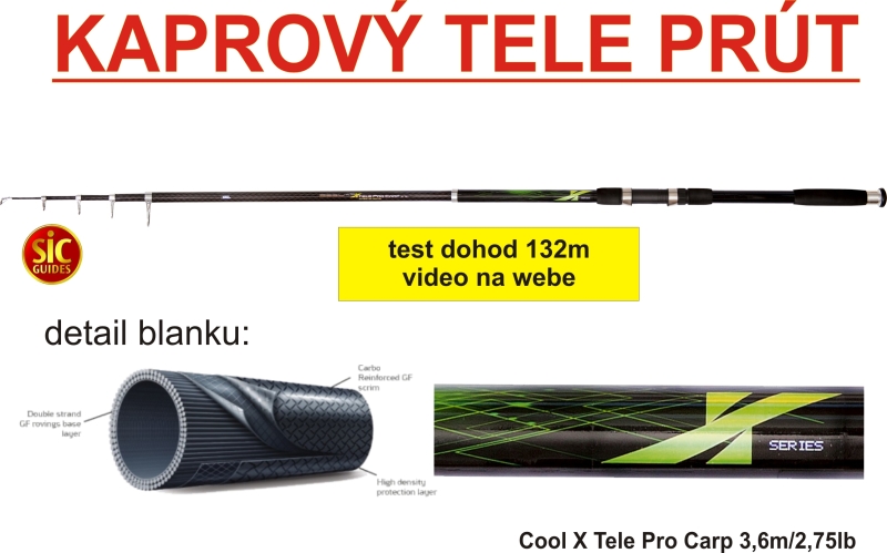 Zebco kaprový prút Cool X Tele Pro Carp 3,60m, 2,75lbs