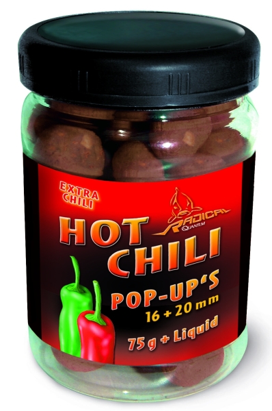 Boilies Hot Chili Pop Up, pr. 16+20mm/75g + Dip