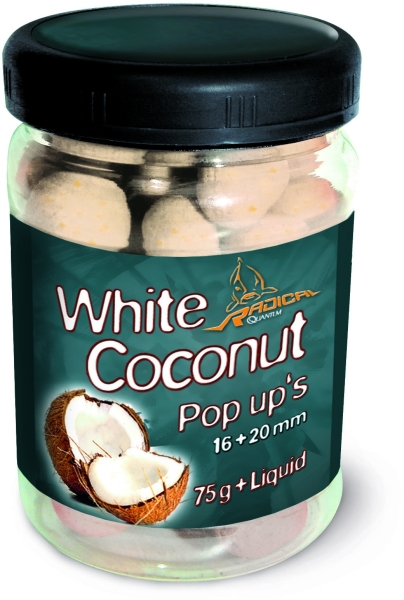 Boilies White Coconut Pop Up, pr. 16+20mm/75g + Dip