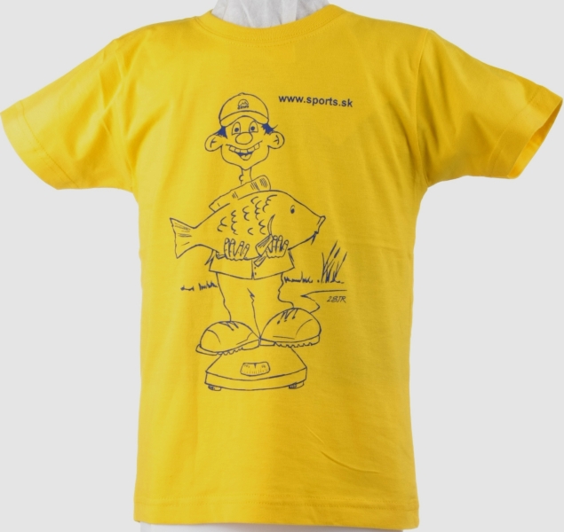 Tričko detské - Rybár váži kapra, f. žlté