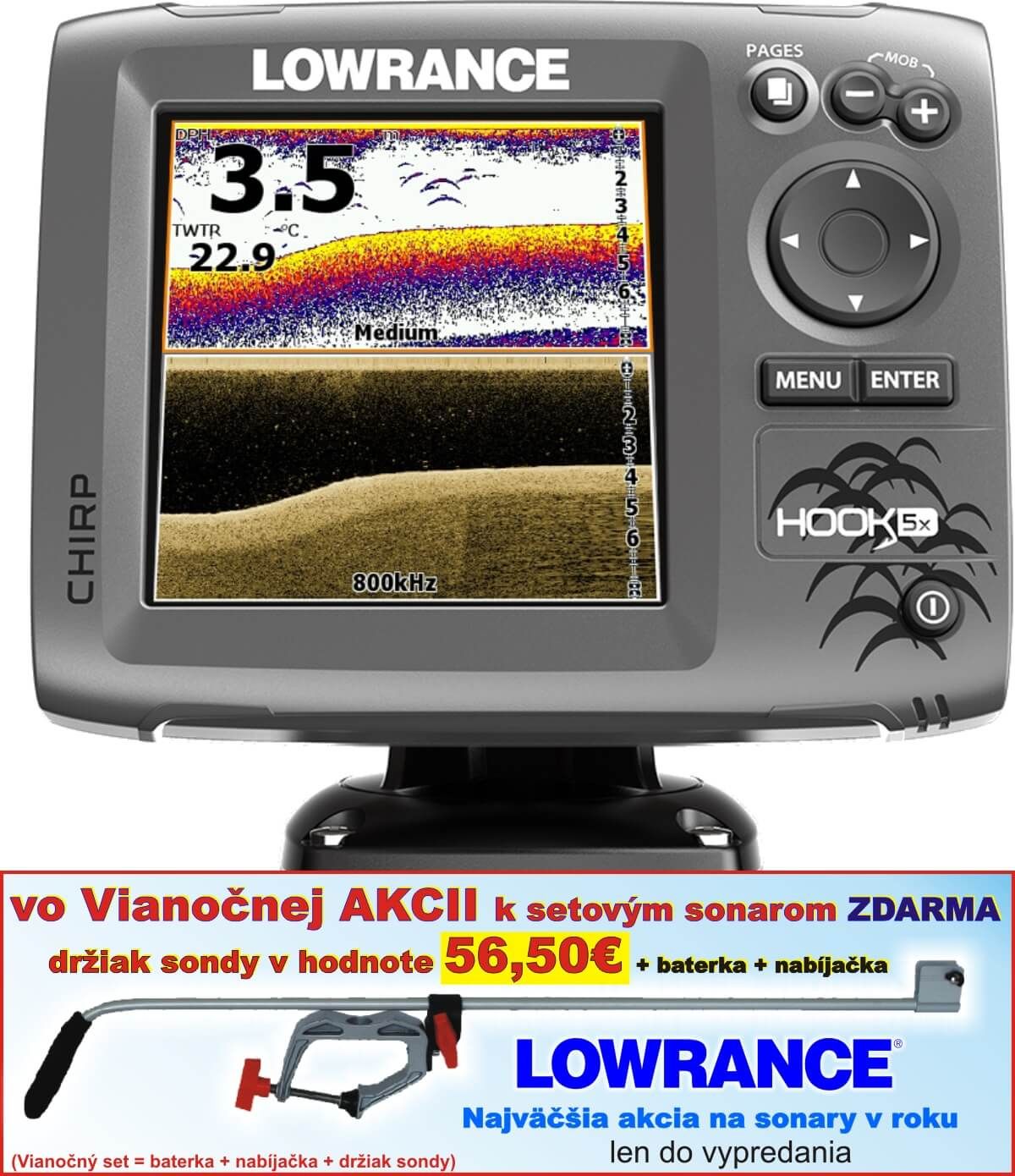 Lowrance Hook-5X sonar Chirp/DSI