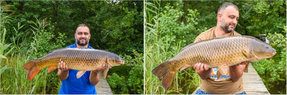 Obr. 6 Dve ryby podobnej veľkosti (asi 12 kg). Na fotografii vpravo vyzerajú ryby väčšie vďaka lepšiemu orezaniu (vyplnenie rámu) a mierne skrytým prstom.