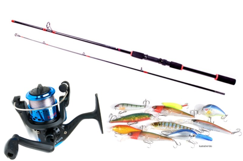 Prívlačový SET prút 180cm + navijak 30+ 25ks voblerov