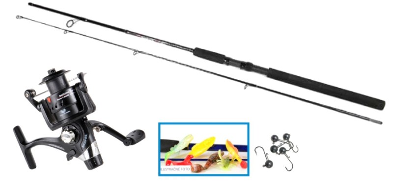 Prívlačový SET prút 210cm +navijak 30+ 5ks nástrahy