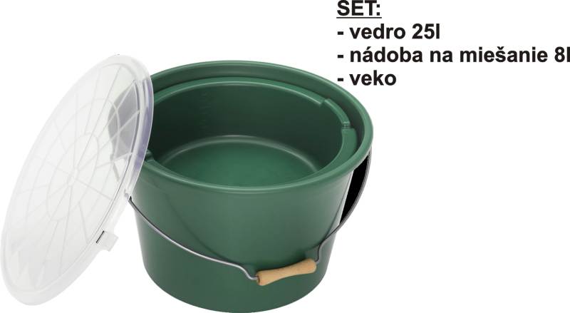 Vedro, miska, poklop - Set na krmivo 25L