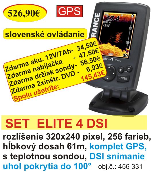 Vianočný set Lowrance ELITE 4 DSI-jednolúčový sonar