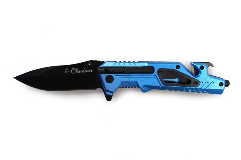 Nôž skladací Obsidian modrý 22cm + podpaľovač
