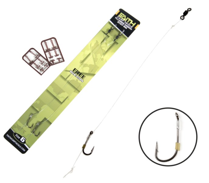 Nadväzec na kapra FAITH Fluorocarbon Stiff Rig +zarážky
