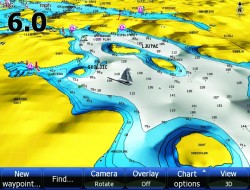 H�bkov� profily zobrazen� na mape sonaru HDS s GPS navig�torom