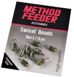 Obratlík so stoperom Feeder Swivel beads 10ks - zelený